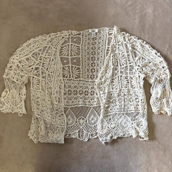 Cato Woman Crochet Lace Shrug – Cream Boho Cardigan 26/28W - Picture 1 of 5